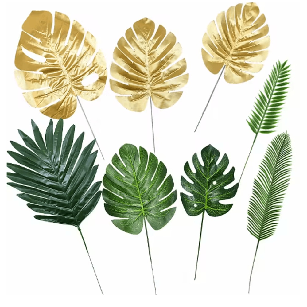 Artificial Palm Leaves Gold Green Turtle Leaf Decor For Wedding Home Styling 25
