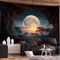Forest Moon Tapestry Tranquil Cave Scenery Boho Wall Hanging For Bedroom Living Room 3