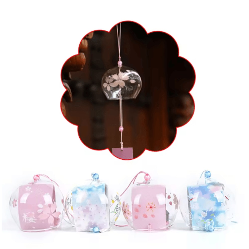 Japanese Sakura Glass Wind Chime Cherry Blossom Hanging Bell For Zen Home Decor 7