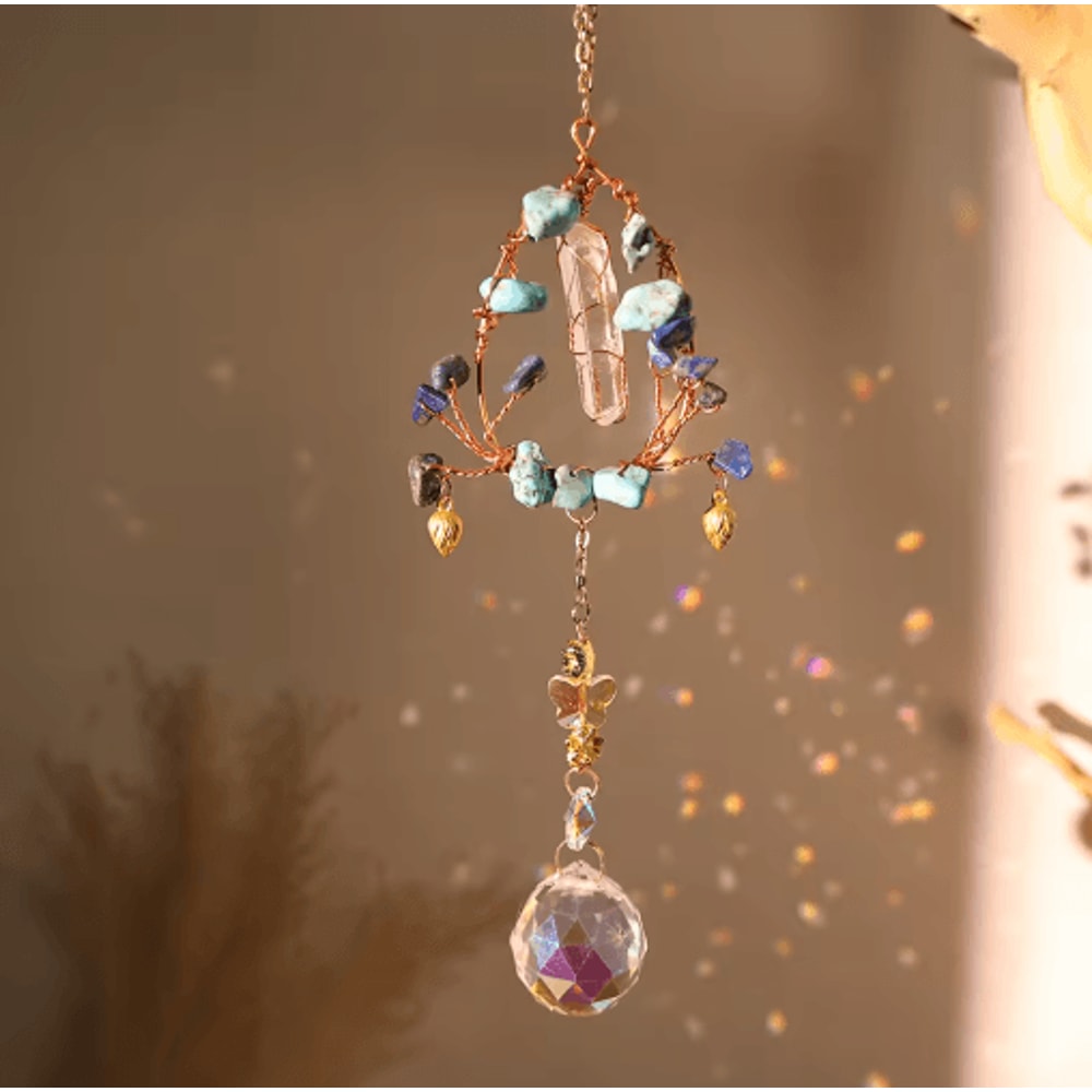Crystal Sun Moon Wind Chime Prism Suncatcher Hanging Decor For Home Garden 1