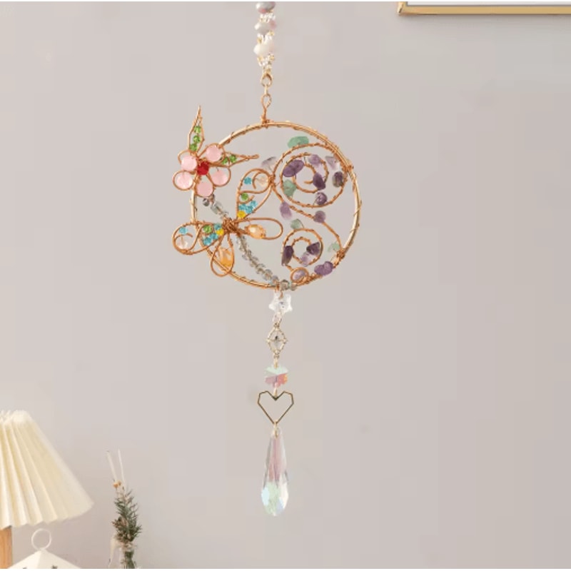 Crystal Sun Moon Wind Chime Prism Suncatcher Hanging Decor For Home Garden 2