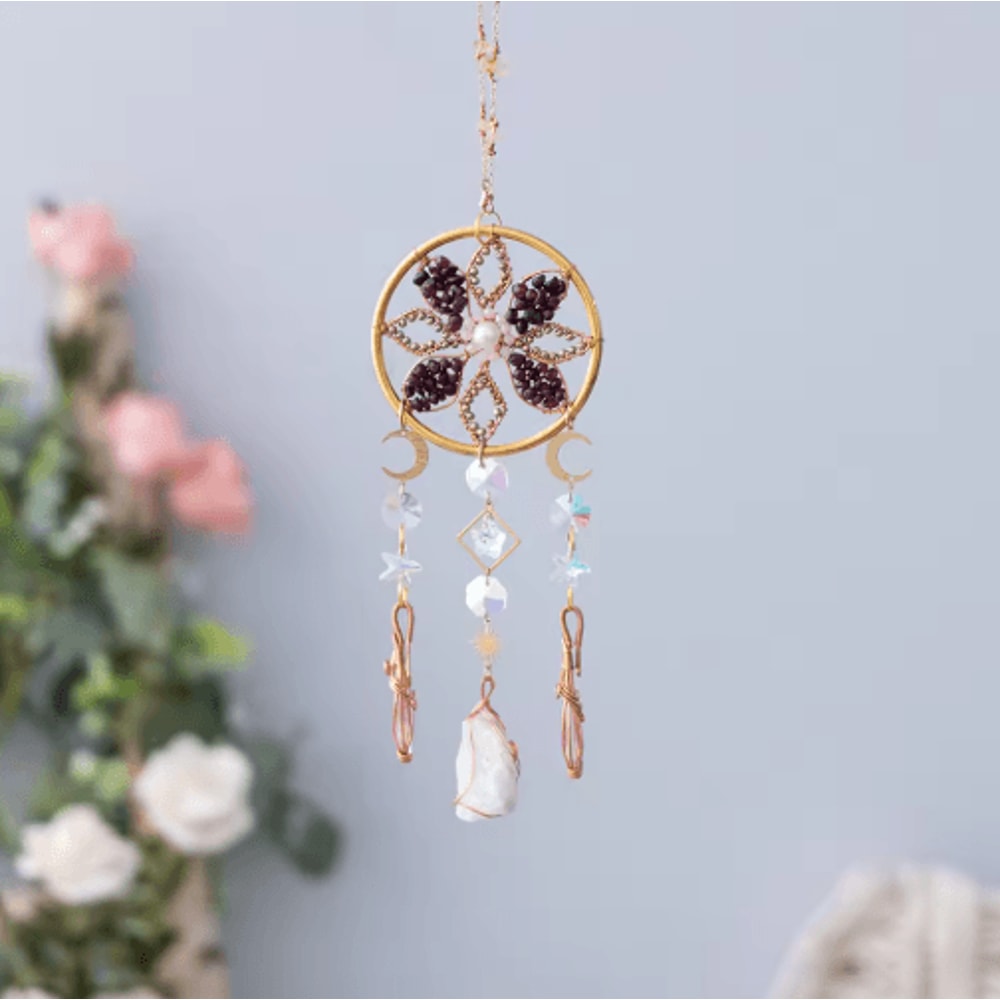 Crystal Sun Moon Wind Chime Prism Suncatcher Hanging Decor For Home Garden 4