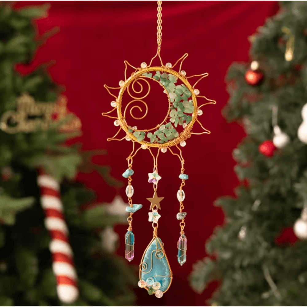 Crystal Sun Moon Wind Chime Prism Suncatcher Hanging Decor For Home Garden 6