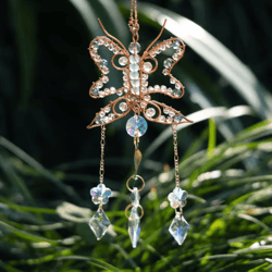 crystal sun & moon wind chime – prism suncatcher hanging decor for home & garden
