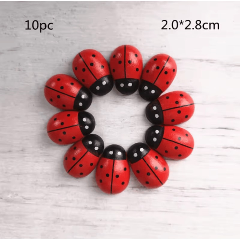 Wooden Ladybug Decor Large Miniature Fairy Garden Ornament For DIY Crafts 3