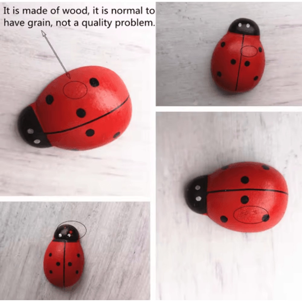 Wooden Ladybug Decor Large Miniature Fairy Garden Ornament For DIY Crafts 6