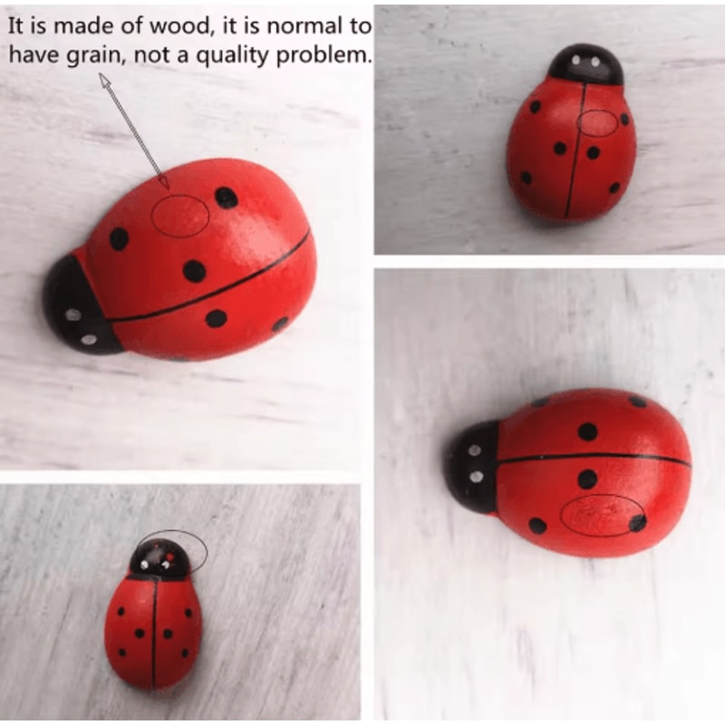 Wooden Ladybug Decor Large Miniature Fairy Garden Ornament For DIY Crafts 6