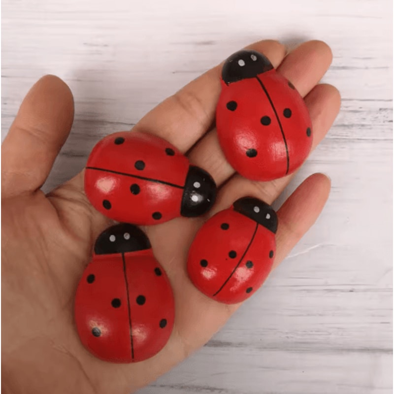 Wooden Ladybug Decor Large Miniature Fairy Garden Ornament For DIY Crafts 0