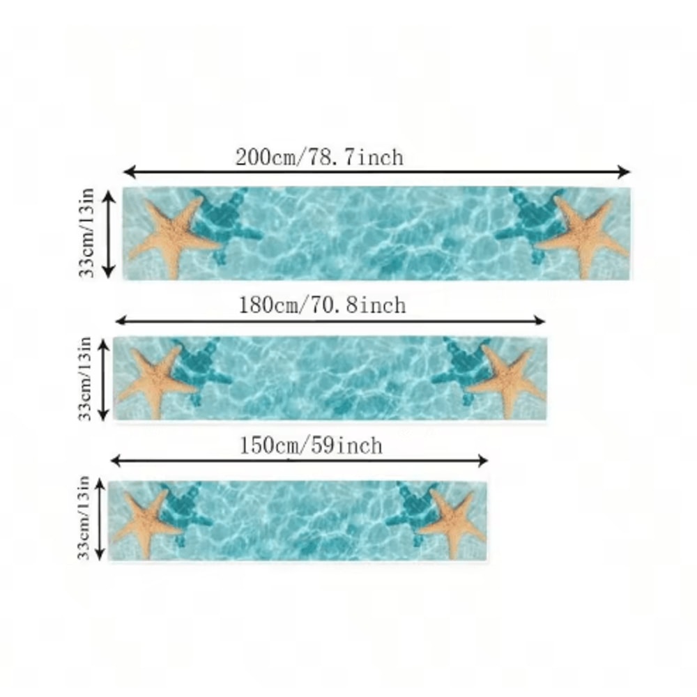 Watercolor Starfish Ocean Table Runner Coastal Linen Table Decor For Dining Parties 4