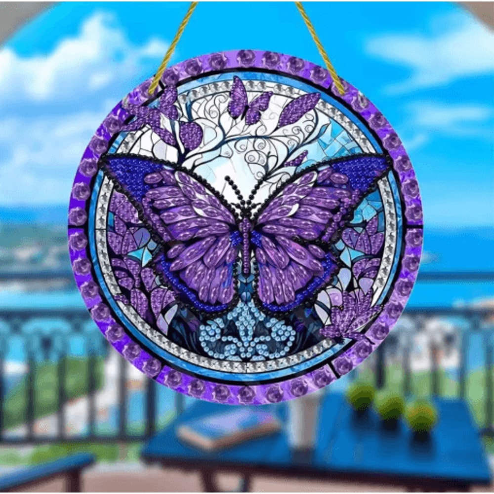 Butterfly Stained Glass Suncatcher Colorful Acrylic Window Hanging Wall Decor 1