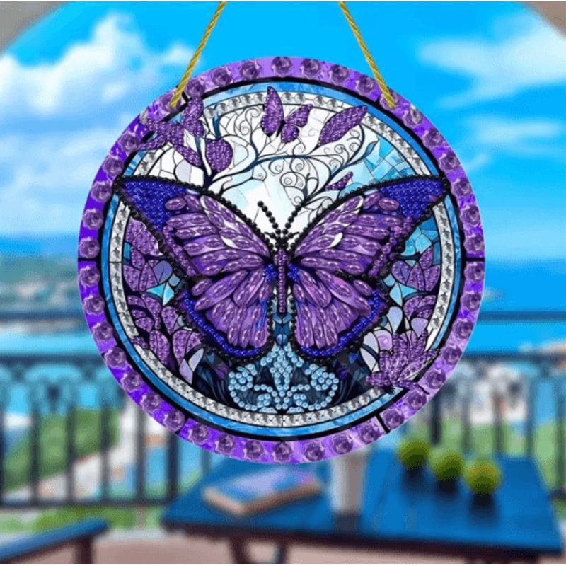 Butterfly Stained Glass Suncatcher Colorful Acrylic Window Hanging Wall Decor 1