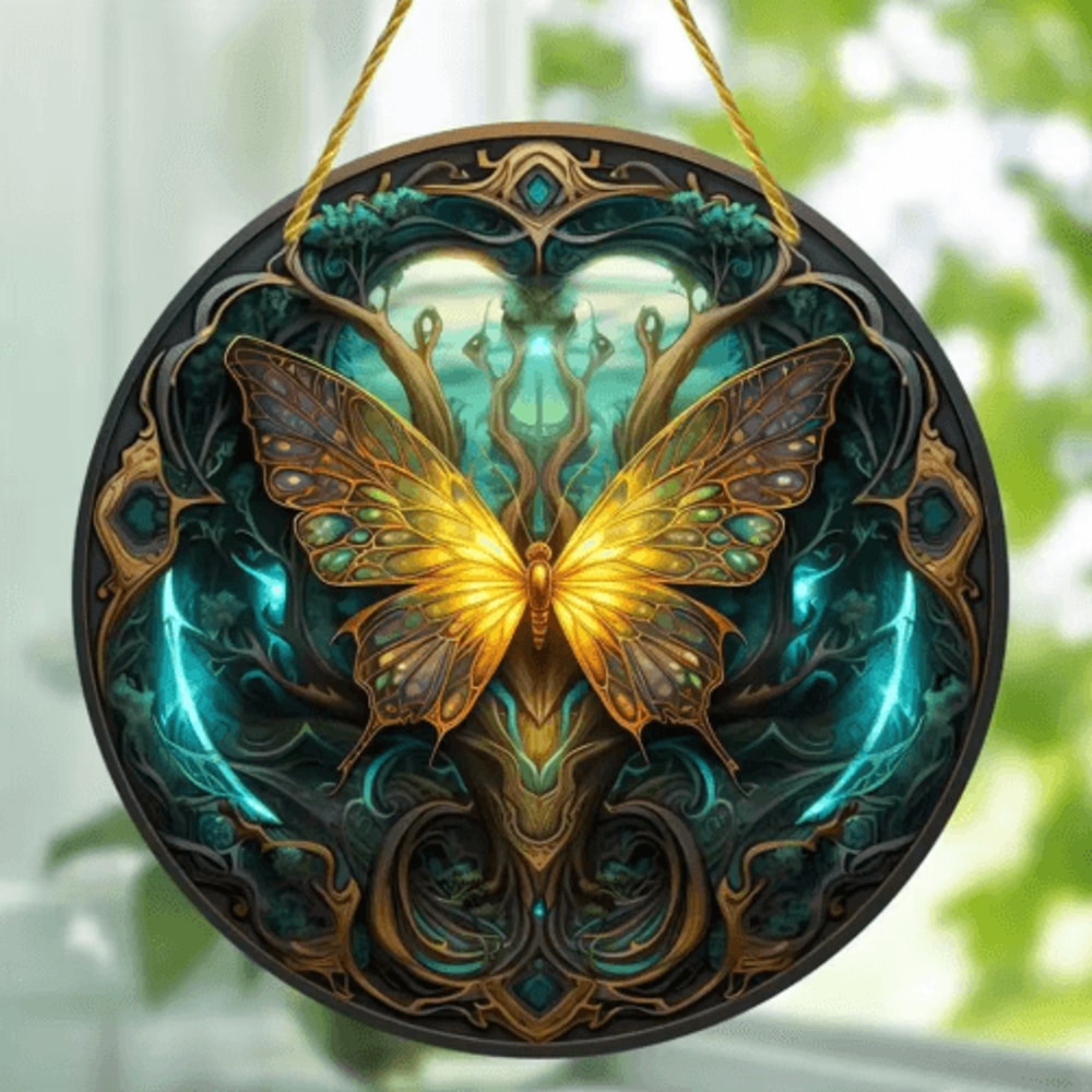 Butterfly Stained Glass Suncatcher Colorful Acrylic Window Hanging Wall Decor 2