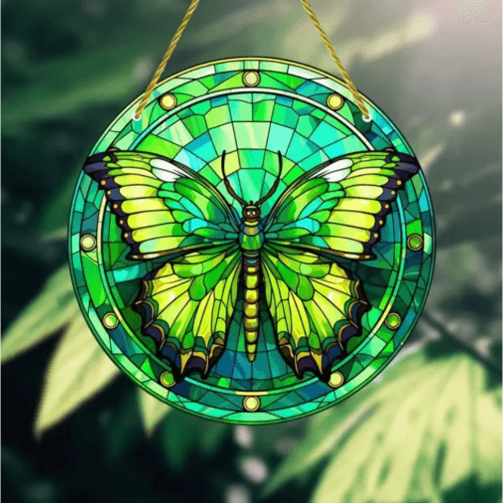 Butterfly Stained Glass Suncatcher Colorful Acrylic Window Hanging Wall Decor 8