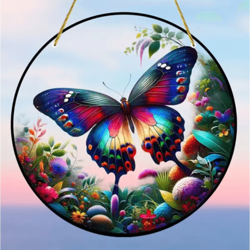 Butterfly Stained Glass Suncatcher Colorful Acrylic Window Hanging Wall Decor 9