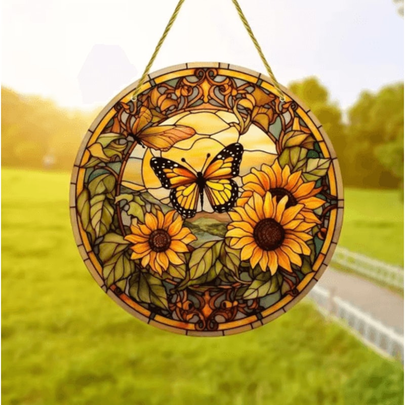 Butterfly Stained Glass Suncatcher Colorful Acrylic Window Hanging Wall Decor 11