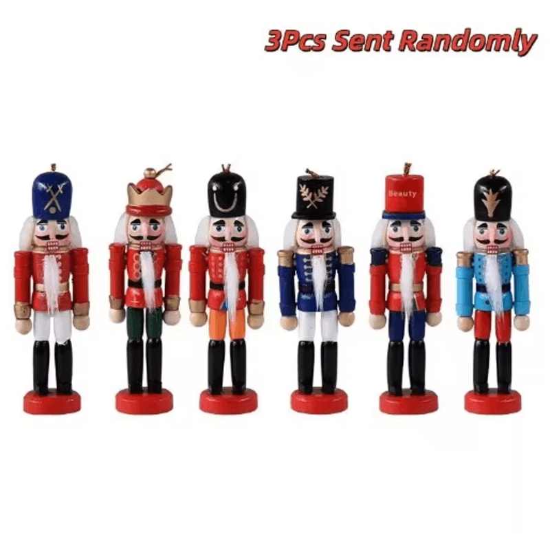 Mini Nutcracker Soldier Figurines Set Christmas Desktop Ornaments Holiday Decor 1