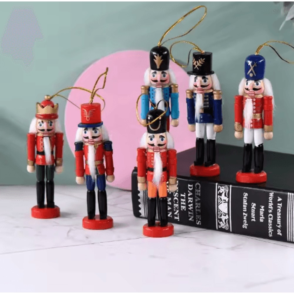 Mini Nutcracker Soldier Figurines Set Christmas Desktop Ornaments Holiday Decor 6