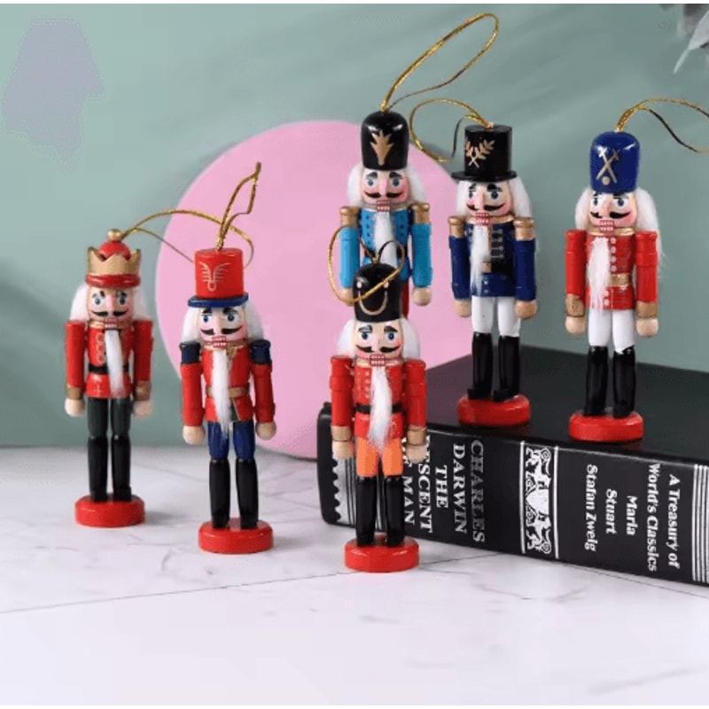 Mini Nutcracker Soldier Figurines Set Christmas Desktop Ornaments Holiday Decor 6