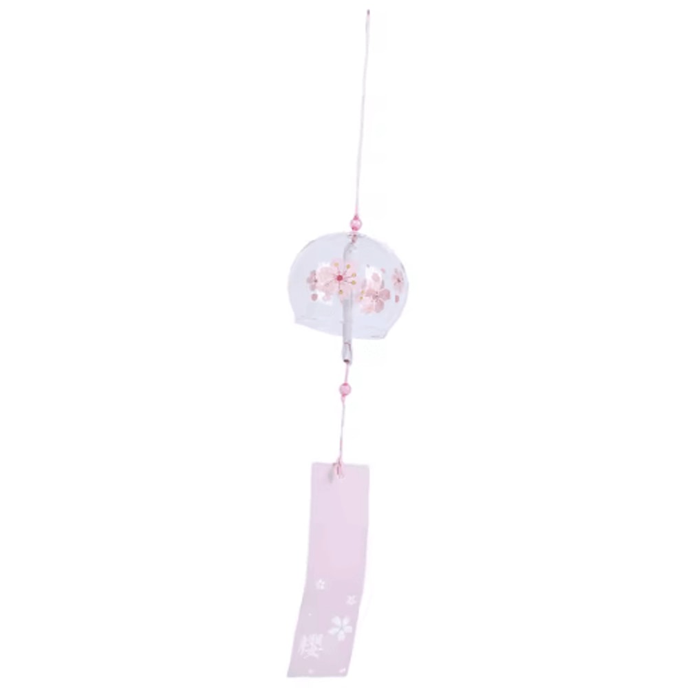 Japanese Glass Wind Chime Sakura Cherry Blossom Wind Bell Hanging Decor 1