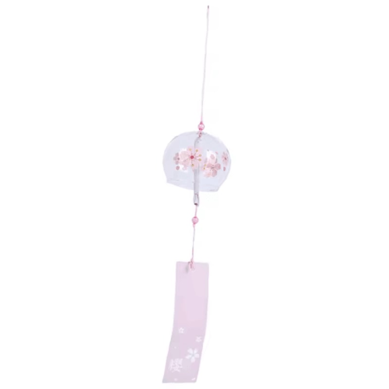 Japanese Glass Wind Chime Sakura Cherry Blossom Wind Bell Hanging Decor 1