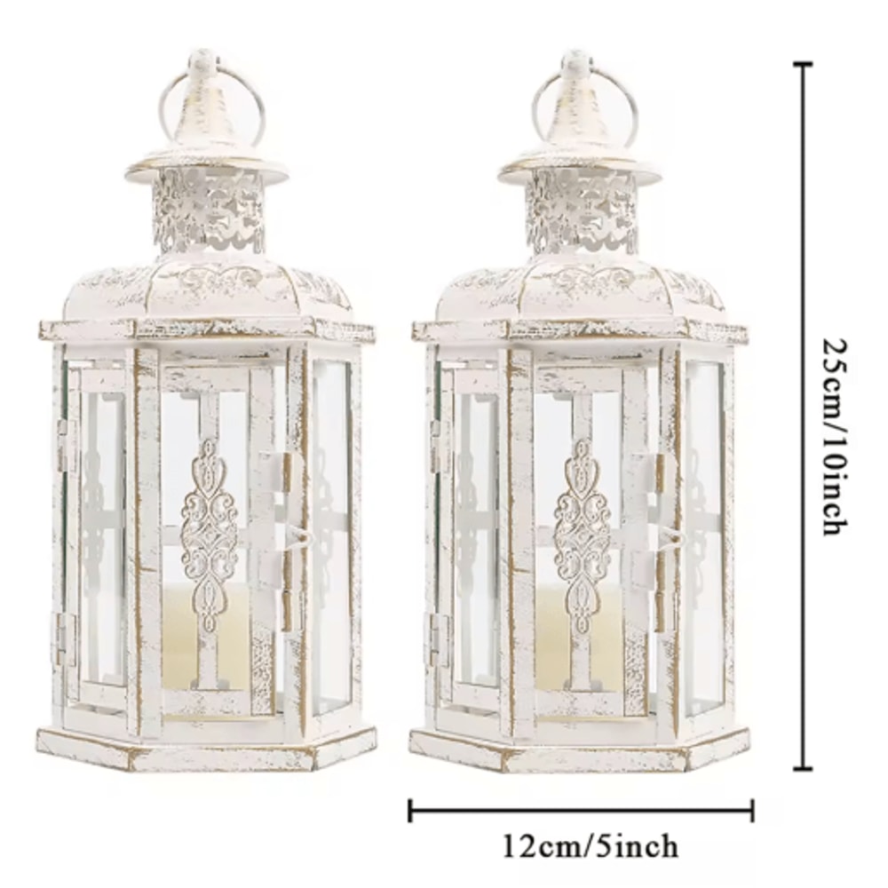 Vintage Metal Hanging Lantern Candle Holder Decorative Indoor Outdoor Wedding Lantern 2