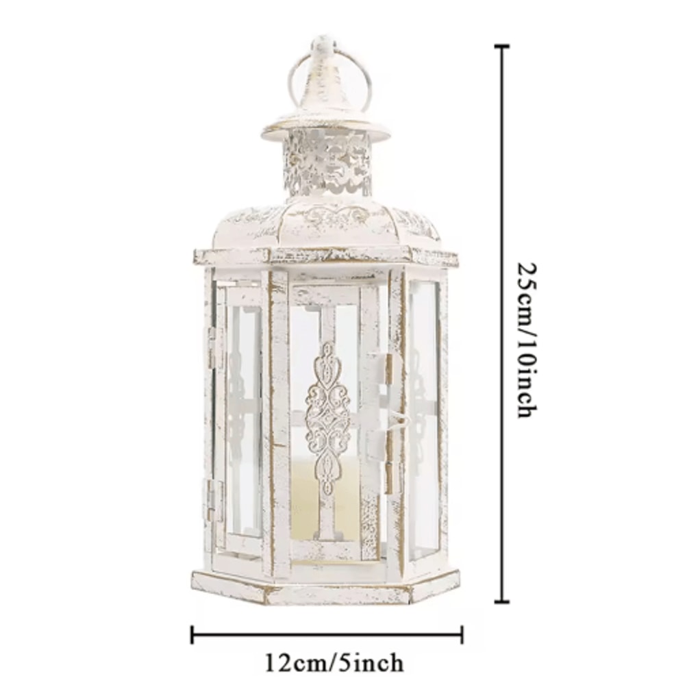 Vintage Metal Hanging Lantern Candle Holder Decorative Indoor Outdoor Wedding Lantern 4