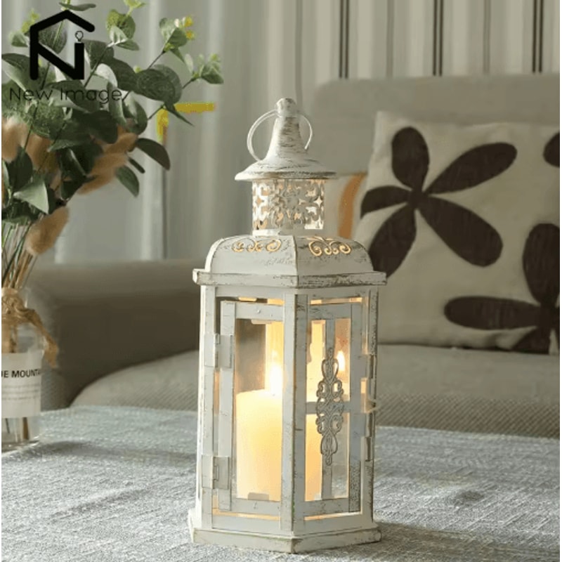 Vintage Metal Hanging Lantern Candle Holder Decorative Indoor Outdoor Wedding Lantern 8