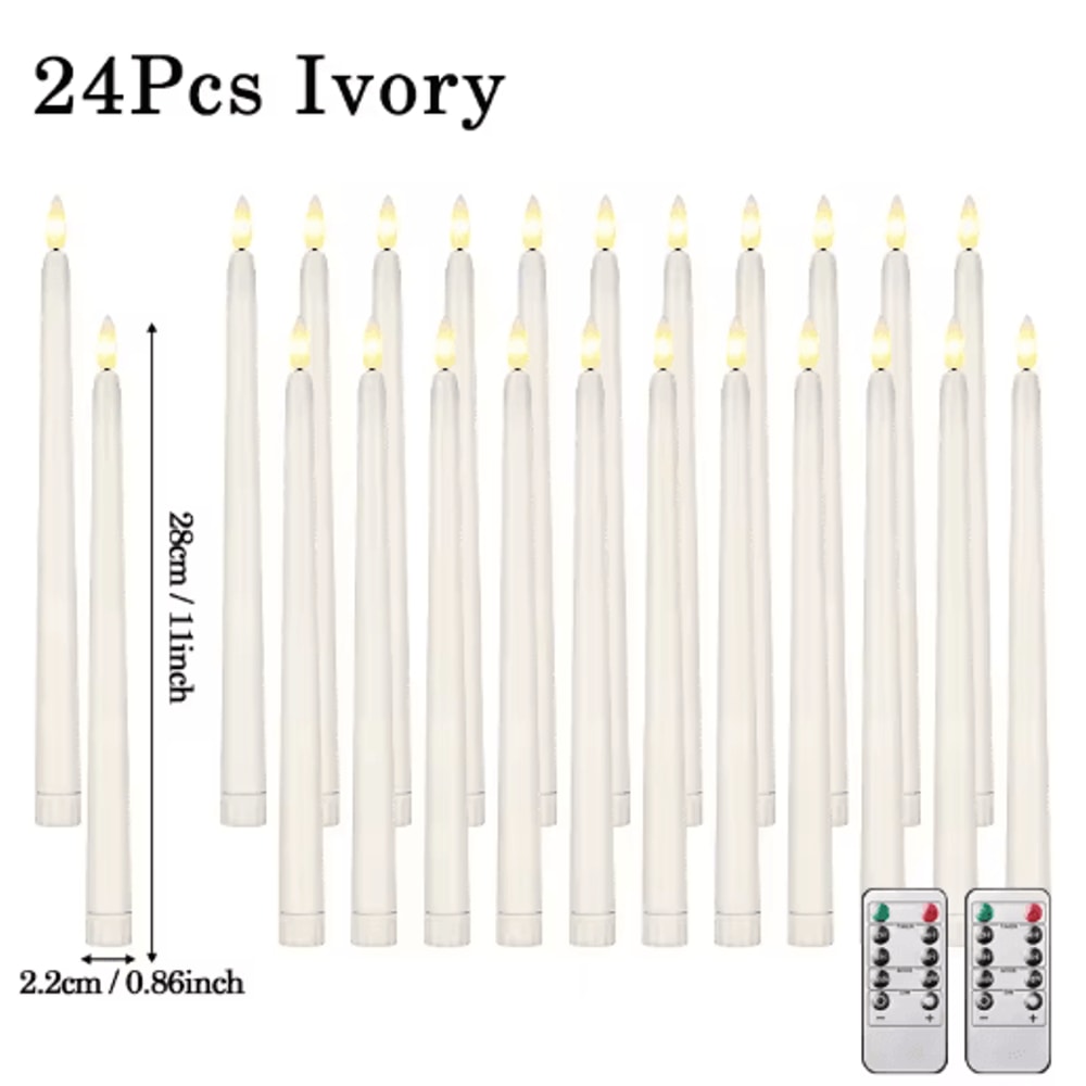 Flameless LED Taper Candles Set Battery Operated Flickering Candles For Wedding Home Decor 13