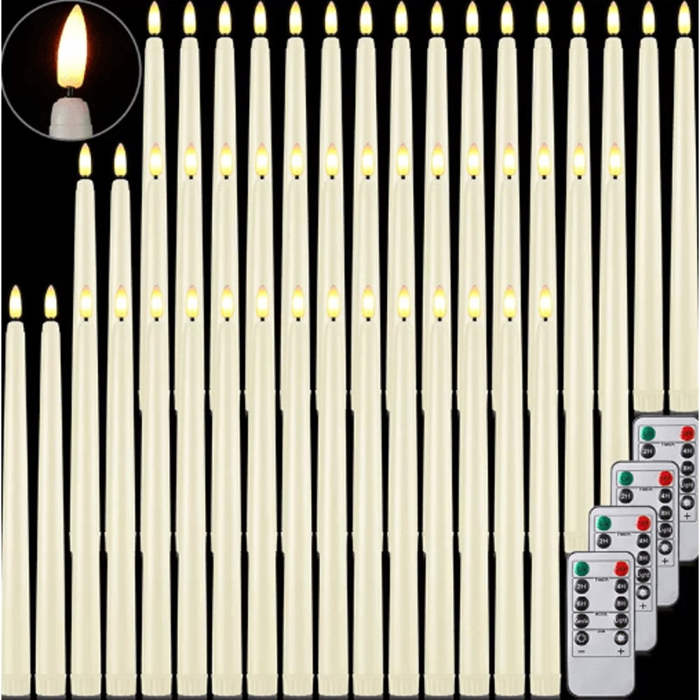 Flameless LED Taper Candles Set Battery Operated Flickering Candles For Wedding Home Decor 15