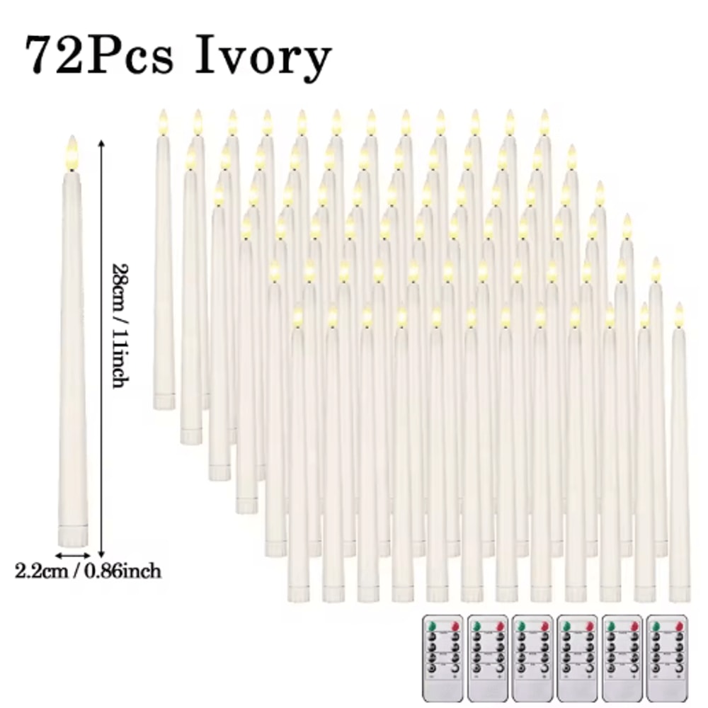 Flameless LED Taper Candles Set Battery Operated Flickering Candles For Wedding Home Decor 6
