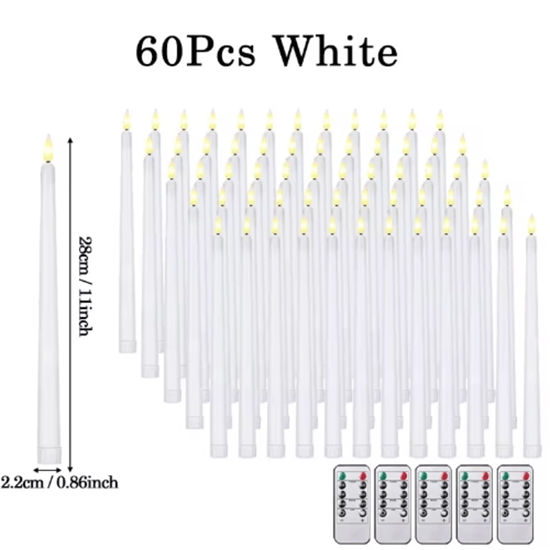 Flameless LED Taper Candles Set Battery Operated Flickering Candles For Wedding Home Decor 7