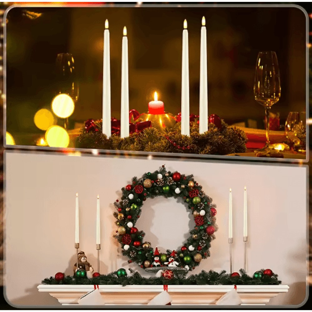 Flameless LED Taper Candles Set Battery Operated Flickering Candles For Wedding Home Decor 17