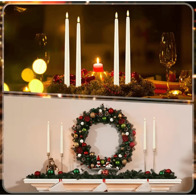 Flameless LED Taper Candles Set Battery Operated Flickering Candles For Wedding Home Decor 17