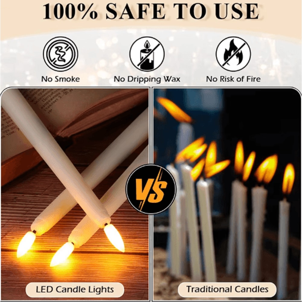 Flameless LED Taper Candles Set Battery Operated Flickering Candles For Wedding Home Decor 18