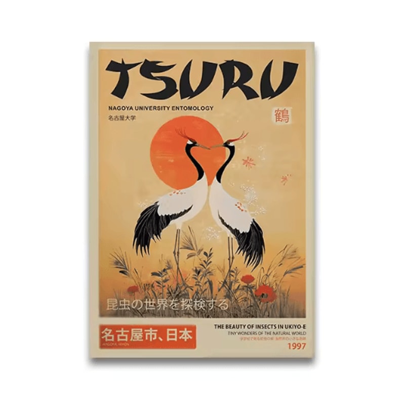 Japanese Tiger Cat Music Canvas Wall Art Vintage Record Player Poster Decor 3