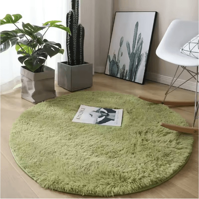 Fluffy White Round Rug Soft Plush Carpet For Kids Bedroom Cozy Living Spaces 1