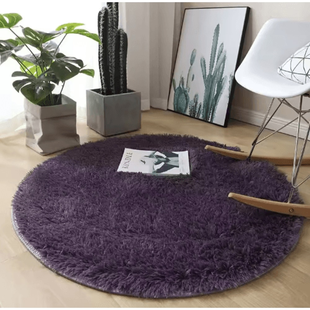 Fluffy White Round Rug Soft Plush Carpet For Kids Bedroom Cozy Living Spaces 3