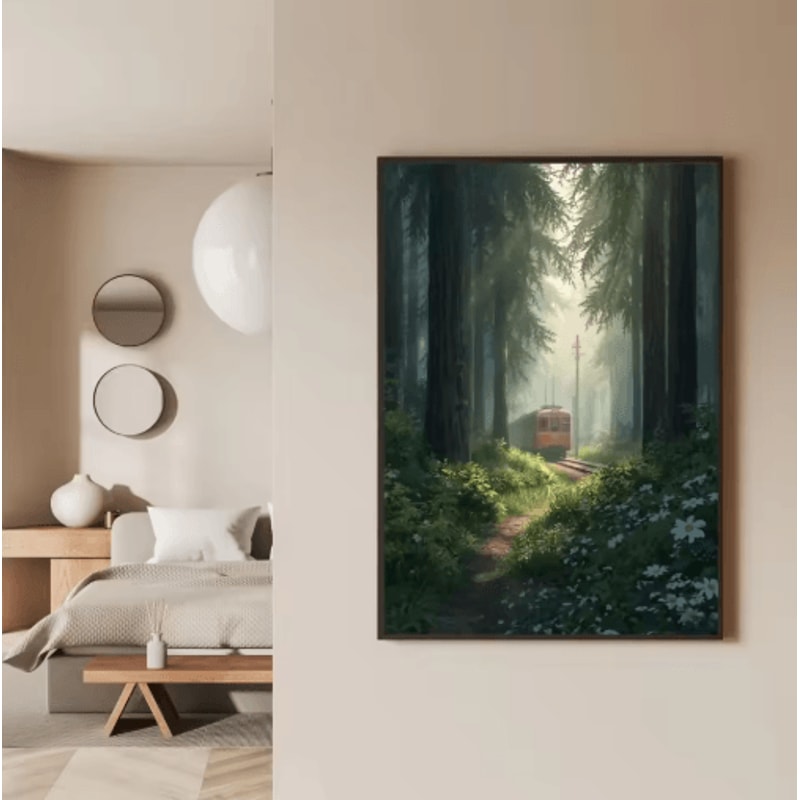 Tokyo Rainy Night Railway Canvas Print Retro Japanese Cityscape Wall Art Decor 13