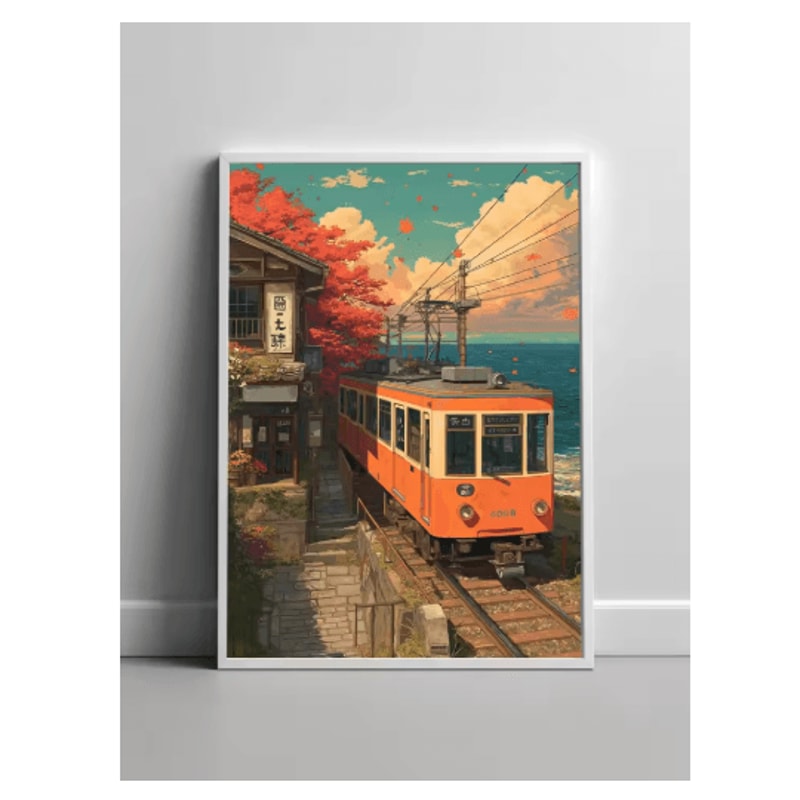 Tokyo Rainy Night Railway Canvas Print Retro Japanese Cityscape Wall Art Decor 15