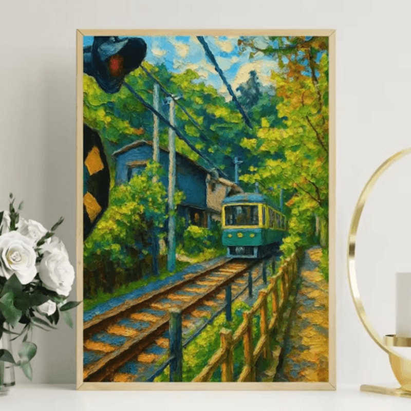 Tokyo Rainy Night Railway Canvas Print Retro Japanese Cityscape Wall Art Decor 17