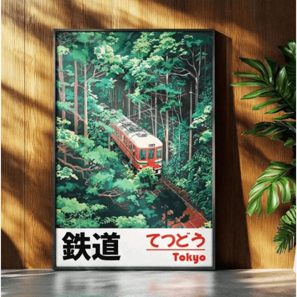 Tokyo Rainy Night Railway Canvas Print Retro Japanese Cityscape Wall Art Decor 28