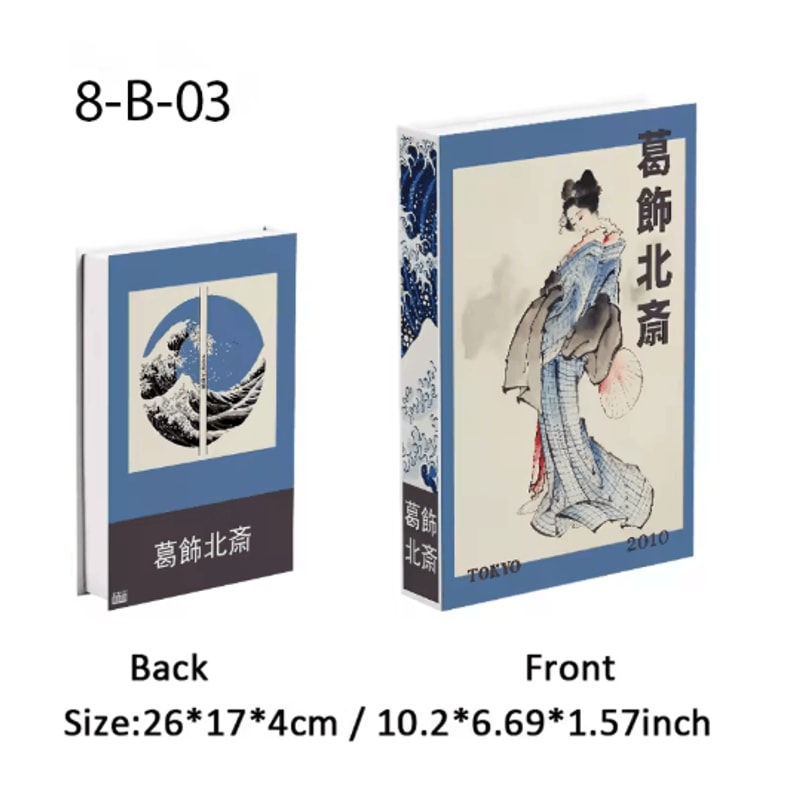 Ukiyoe Lucky Cat Decorative Book Storage Box Japanese Style Hidden Storage Decor 1