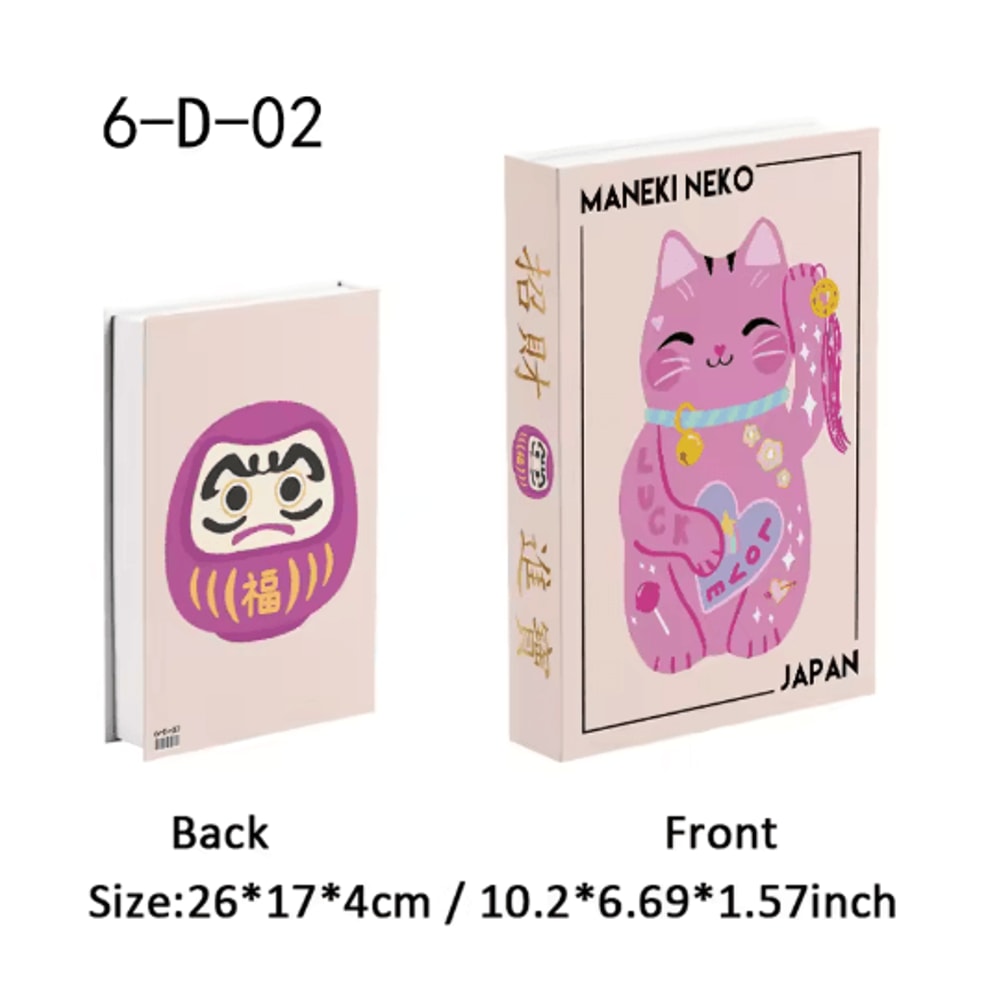 Ukiyoe Lucky Cat Decorative Book Storage Box Japanese Style Hidden Storage Decor 22