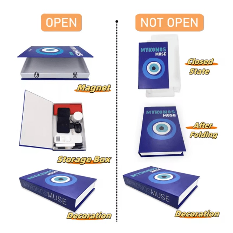 Ukiyoe Lucky Cat Decorative Book Storage Box Japanese Style Hidden Storage Decor 25