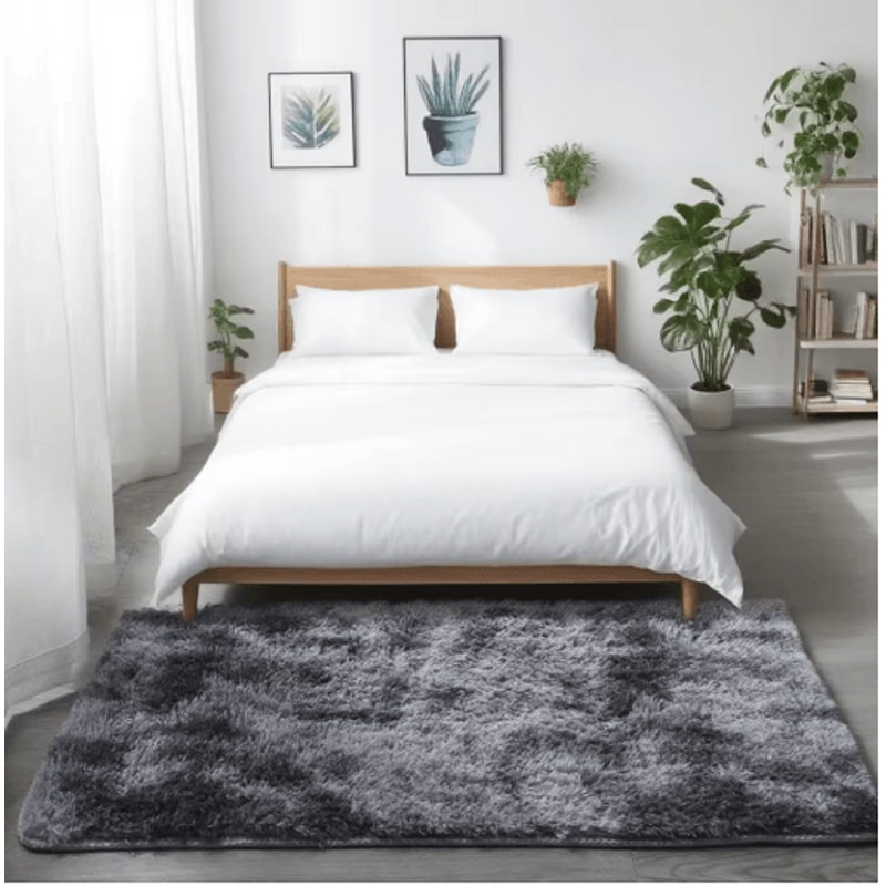Super Soft Shaggy Gray Area Rug Fluffy Non Slip Carpet For Bedroom Living Room 5