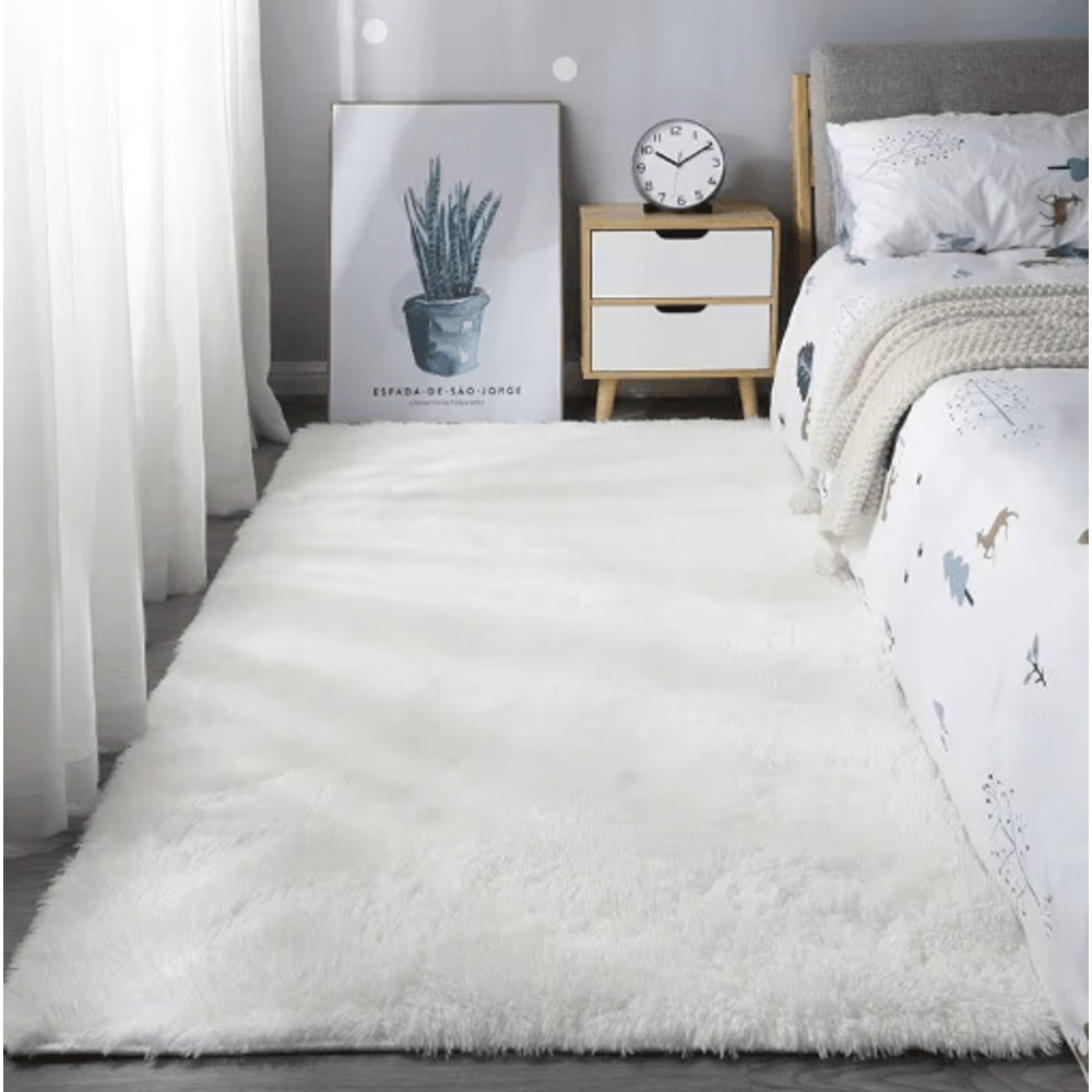 Super Soft Shaggy Gray Area Rug Fluffy Non Slip Carpet For Bedroom Living Room 15