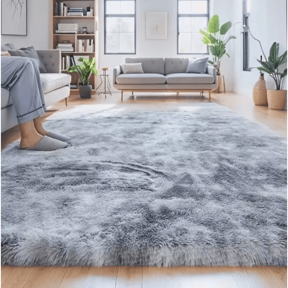 Super Soft Shaggy Gray Area Rug Fluffy Non Slip Carpet For Bedroom Living Room 0