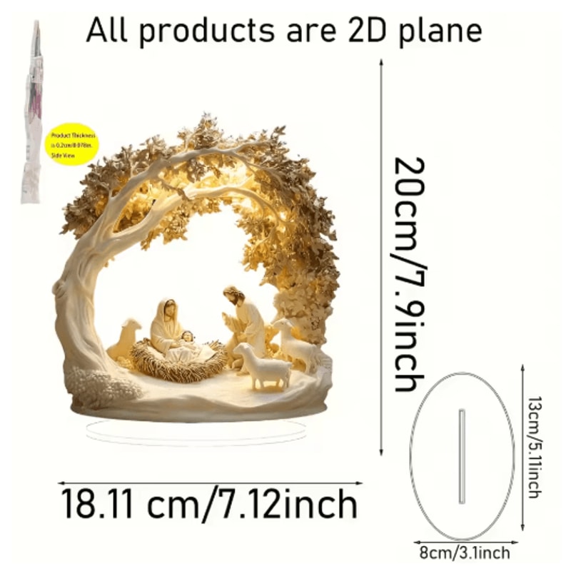 Transparent Acrylic Nativity Scene Ornament Elegant Christian Christmas Table Centerpiece 2