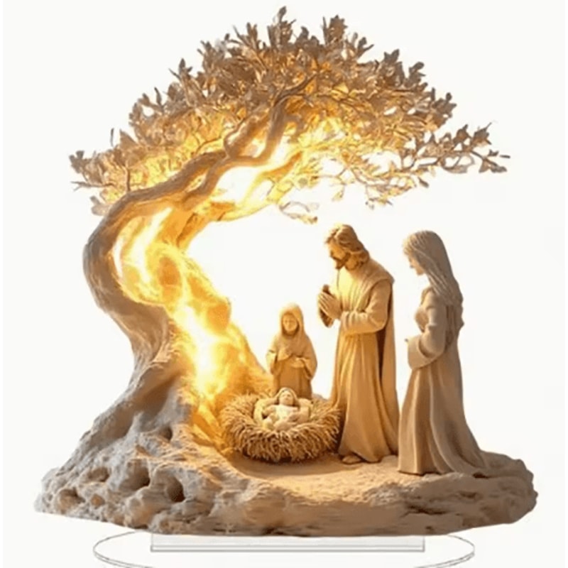 Transparent Acrylic Nativity Scene Ornament Elegant Christian Christmas Table Centerpiece 5