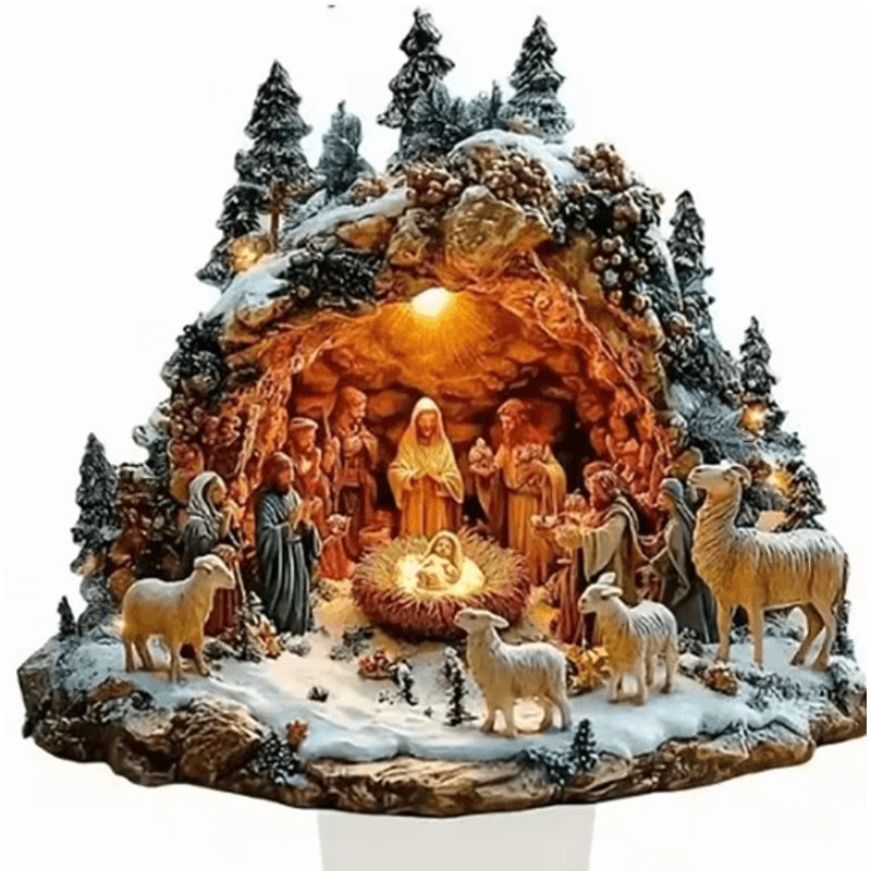 Transparent Acrylic Nativity Scene Ornament Elegant Christian Christmas Table Centerpiece 9